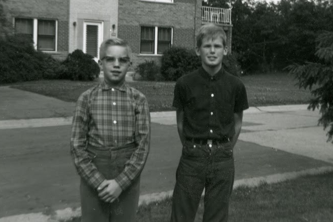 That geek on the left is me. Roger is on the right. We're standing in my front yard in a middle class neighborhood in Cincinnati, OH.