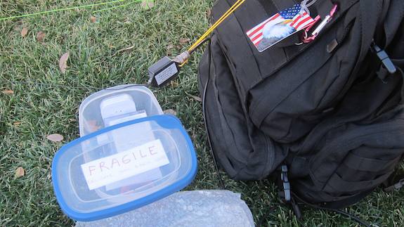 Here's the tupperware container that held everything except my Pico paddles. Photo Credit: Tim Carter 2014
