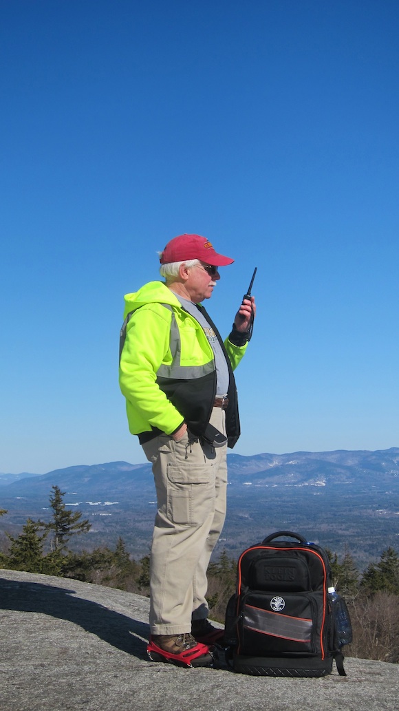 Here I am talking with one of my SOTA chasers. Those are the operators on the ground or other summits you connect with. Photo credit: Cliff Dickinson - N1RCQ