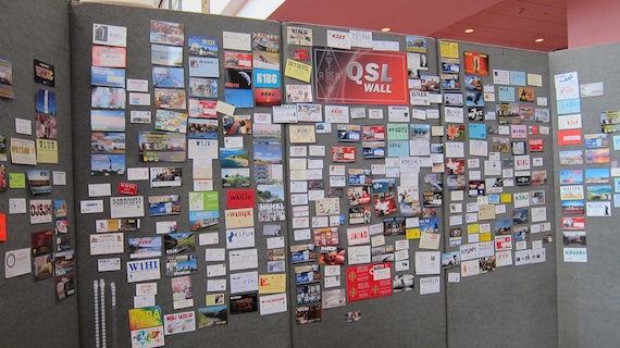 Here's a nice wall people could post their QSL cards and business cards. My QSL card is right there in the middle. Look closely. Photo credit: Tim Carter - W3ATB