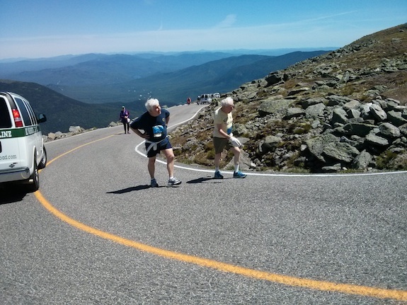 Here's George Etzweiler and his son. If George can walk or climb to the top of Mt. Washington at age 95, you know you can do things you thought impossible. Photo credit: Tim Carter