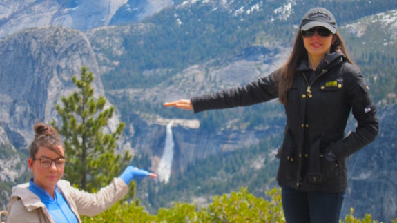 Here's my two daughters trying to hold up Nevada Falls I believe. Poor photography skills are the cause of the proper hand orientation. "I got it." I replied when asked. Photo credit: Tim Carter - W3ATB