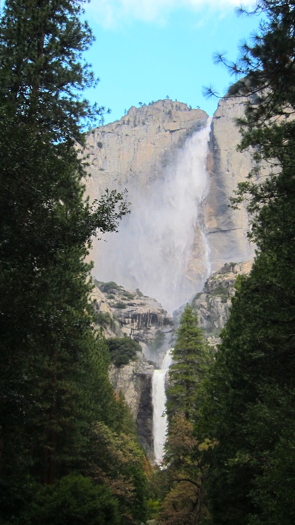 Here's upper Yosemite Falls lined up with Lower Yosemite Falls. I lucked out being in the park with water flowing this much. Photo credit: Tim Carter - W3ATB