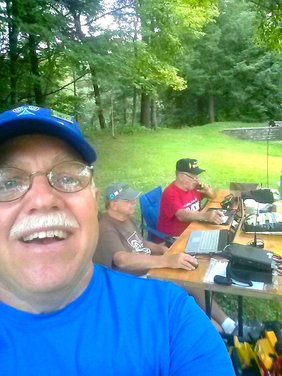 Barry and Frank are on the air! The weather was grand and we got a small sprinkle of rain just before we were going to go home. Photo Selfie credit: Tim Carter - W3ATB