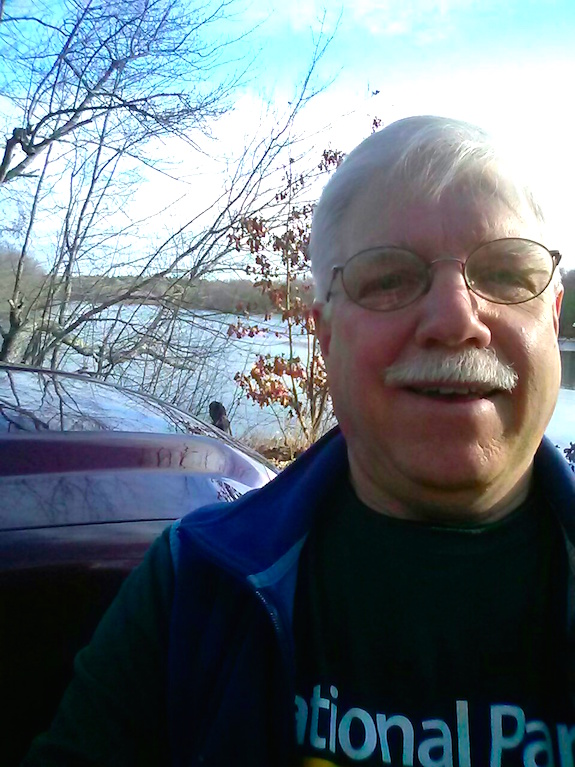 I hate how the lens on cell phone cameras distorts your face for the up-close selfies. You can see the Concord River over my right shoulder. (C) Copyright 2016 Tim Carter