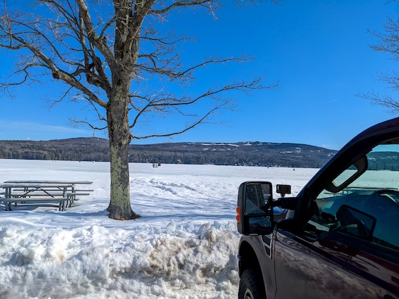 lake sunapee frozen over with ice