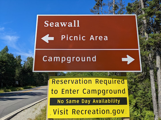 seawall picnic sign acadia national park