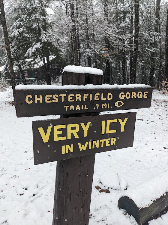 chesterfield gorge trail sign